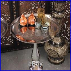 Bundi Set of 2 Small Side Tables Polished Metal Pedestal Coffee Lamp End Vintage