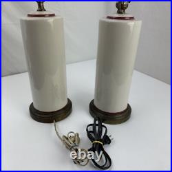 Camellia Pair of Vintage Table Lamps 3D Embossed Floral Flowers