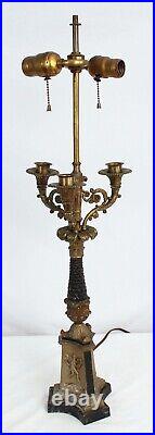 Candelabra Bronze Table Lamp With Shade
