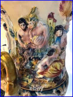 Capodimonte Porcelain Lamps (2) Brass Base GREEK MYTHOLOGY Satyrs Festive Scenes Capodimonte Porcelain Lamps (2) Brass Base GREEK MYTHOLOGY Satyrs Festive Scenes