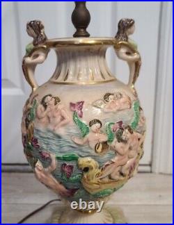 Capodimonte Table Lamp Porcelain Vintage Decor Nude Women And Cherubs Works