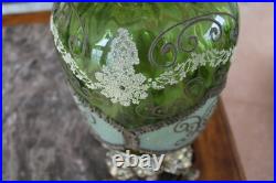 Carl Falkenstein Vintage Green Elegant Table Lamp With Sugar Lace Pattern