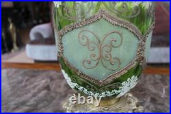 Carl Falkenstein Vintage Green Elegant Table Lamp With Sugar Lace Pattern