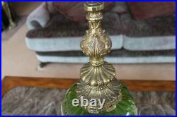 Carl Falkenstein Vintage Green Elegant Table Lamp With Sugar Lace Pattern