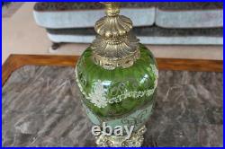 Carl Falkenstein Vintage Green Elegant Table Lamp With Sugar Lace Pattern
