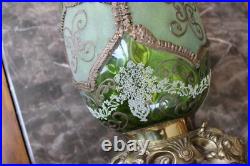 Carl Falkenstein Vintage Green Elegant Table Lamp With Sugar Lace Pattern
