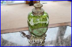 Carl Falkenstein Vintage Green Elegant Table Lamp With Sugar Lace Pattern