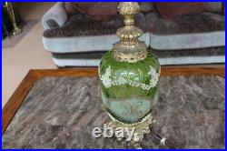 Carl Falkenstein Vintage Green Elegant Table Lamp With Sugar Lace Pattern