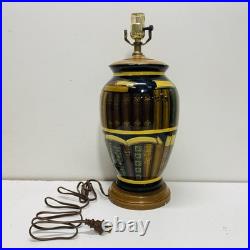 Ceramic Table Lamp. 18 inch Tall. Vintage Hand Painted Art Lamp. Home Lighting