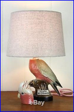 Ceramic retro Galah bird vintage table lamp original bespoke one of a kind