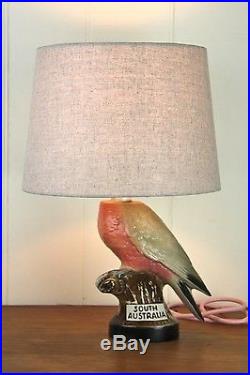 Ceramic retro Galah bird vintage table lamp original bespoke one of a kind