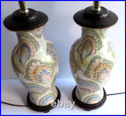 Chinoiserie Flame Stitch Vintage Table Lamps 80's Vintage Chinese Ceramics Chinoiserie Flame Stitch Vintage Table Lamps 80's Vintage Chinese Ceramics