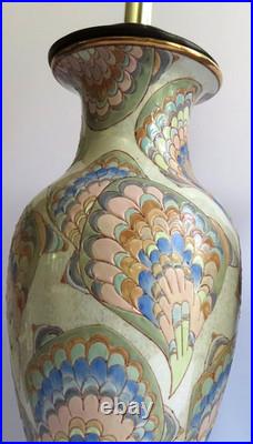 Chinoiserie Flame Stitch Vintage Table Lamps 80's Vintage Chinese Ceramics Chinoiserie Flame Stitch Vintage Table Lamps 80's Vintage Chinese Ceramics