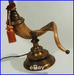 Classic Chapman Vintage Brass & Ram's Horn Table Lamp 1970's
