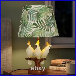 Creative Three Parrots Green Leaf Fabric Desk Lamp, 10 Inches, Reading Light, New