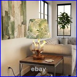Creative Three Parrots Green Leaf Fabric Desk Lamp, 10 Inches, Reading Light, New