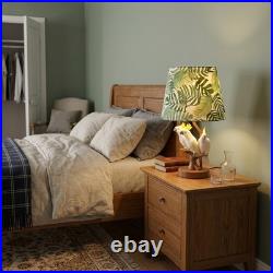 Creative Three Parrots Green Leaf Fabric Desk Lamp, 10 Inches, Reading Light, New