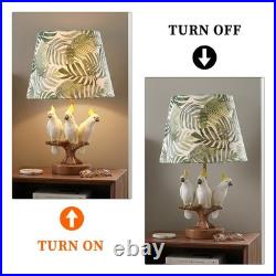 Creative Three Parrots Green Leaf Fabric Desk Lamp, 10 Inches, Reading Light, New