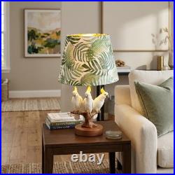 Creative Three Parrots Green Leaf Fabric Desk Lamp, 10 Inches, Reading Light, New