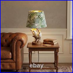 Creative Three Parrots Green Leaf Fabric Desk Lamp, 10 Inches, Reading Light, New Creative Three Parrots Green Leaf Fabric Desk Lamp, 10 Inches, Reading Light, New