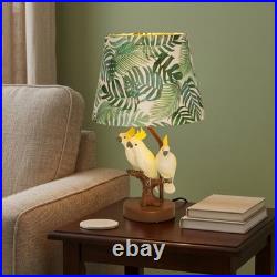 Creative Three Parrots Green Leaf Fabric Desk Lamp, 10 Inches, Reading Light, New