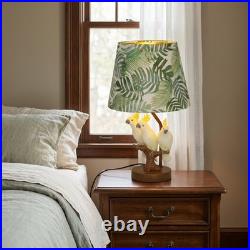 Creative Three Parrots Green Leaf Fabric Desk Lamp, 10 Inches, Reading Light, New