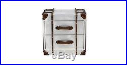 DFS Apparel Small Treasure Chest Vintage Metal Trunk Storage Bedside Lamp Table