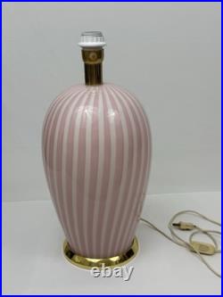 Davinci Vintage Pink And White Stripes Ceramic Table Lamp Art Deco