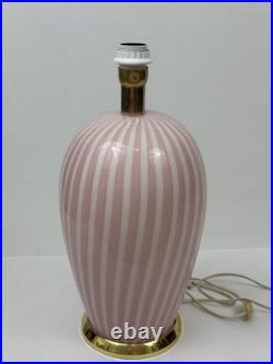Davinci Vintage Pink And White Stripes Ceramic Table Lamp Art Deco