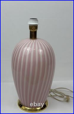 Davinci Vintage Pink And White Stripes Ceramic Table Lamp Art Deco