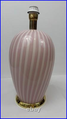 Davinci Vintage Pink And White Stripes Ceramic Table Lamp Art Deco