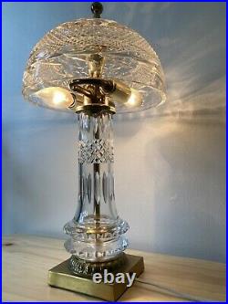 Dresden Vintage Crystal Cut Table Lamp Mushroom Dome Signed