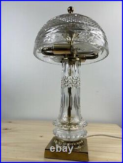 Dresden Vintage Crystal Cut Table Lamp Mushroom Dome Signed