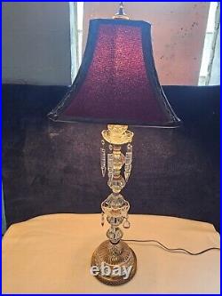 EXQUISITE VINTAGE Lead Crystal Table LAMP WithSWORD PRISMS TEAR DROP 34 Light