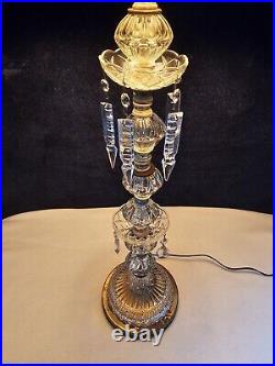 EXQUISITE VINTAGE Lead Crystal Table LAMP WithSWORD PRISMS TEAR DROP 34 Light