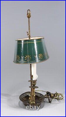 Early 19th Century French Empire Bouillotte Table Lamp With Dolphin Figures