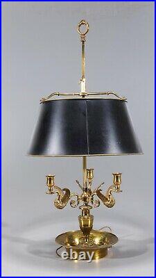 Early 19th Century French Empire Bouillotte Table Lamp With Swan Arms