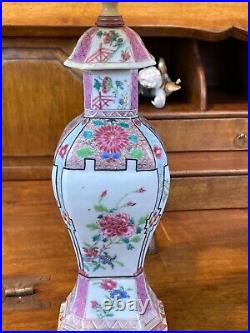 Early 20th Century Chinese Enameled Porcelain Covered Urn Table Lamp