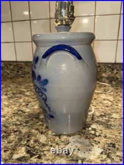 Eldreth Pottery Table Lamp Floral Salt Glaze 2004 Kim Vintage 9