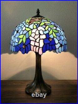 Enjoy Tiffany Style Table Lamp Stained Glass Flower Antique Vintage W12H19
