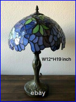 Enjoy Tiffany Style Table Lamp Stained Glass Purple Flower Antique Vintage 19H