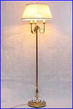 Ethan Allen Vintage Brass French Bouillotte Three Arms Trumpet Horn Floor Lamp