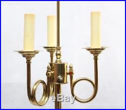 Ethan Allen Vintage Brass French Bouillotte Three Arms Trumpet Horn Floor Lamp