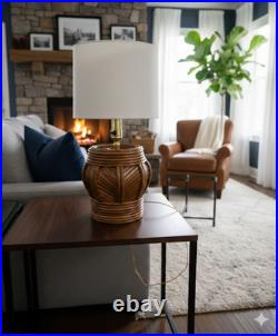 Exclusive Vintage Rattan Table Lamp For Home Office and Natural Décor