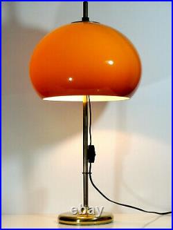 FINE VINTAGE STAFF MUSHROOM TABLE LAMP BRASS/ ACRYL 70s SPACE AGE EAMES PANTON