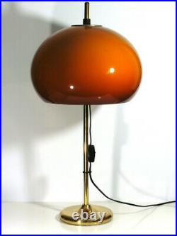 FINE VINTAGE STAFF MUSHROOM TABLE LAMP BRASS/ ACRYL 70s SPACE AGE EAMES PANTON