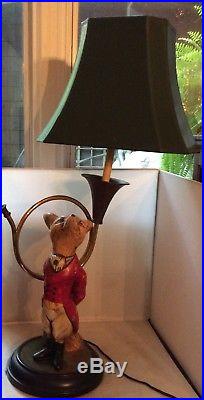 FOX HUNTING LAMP/ Vintage Fox & French Horn Hunting / Horsey Lamp