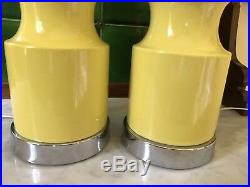 Fab Pair Vintage MCM Mid Century Modern 1960's Yellow Ceramic Lamps