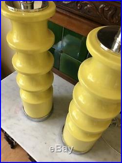 Fab Pair Vintage MCM Mid Century Modern 1960's Yellow Ceramic Lamps