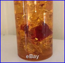 Fab Vintage Mid Century Orange Resin Crushed Ice Shatterline Table Lamp